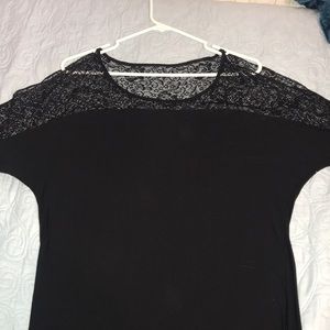 black open shoulder express long sleeve top
